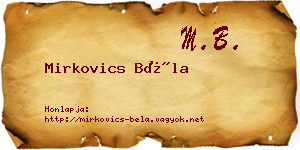 Mirkovics Béla névjegykártya